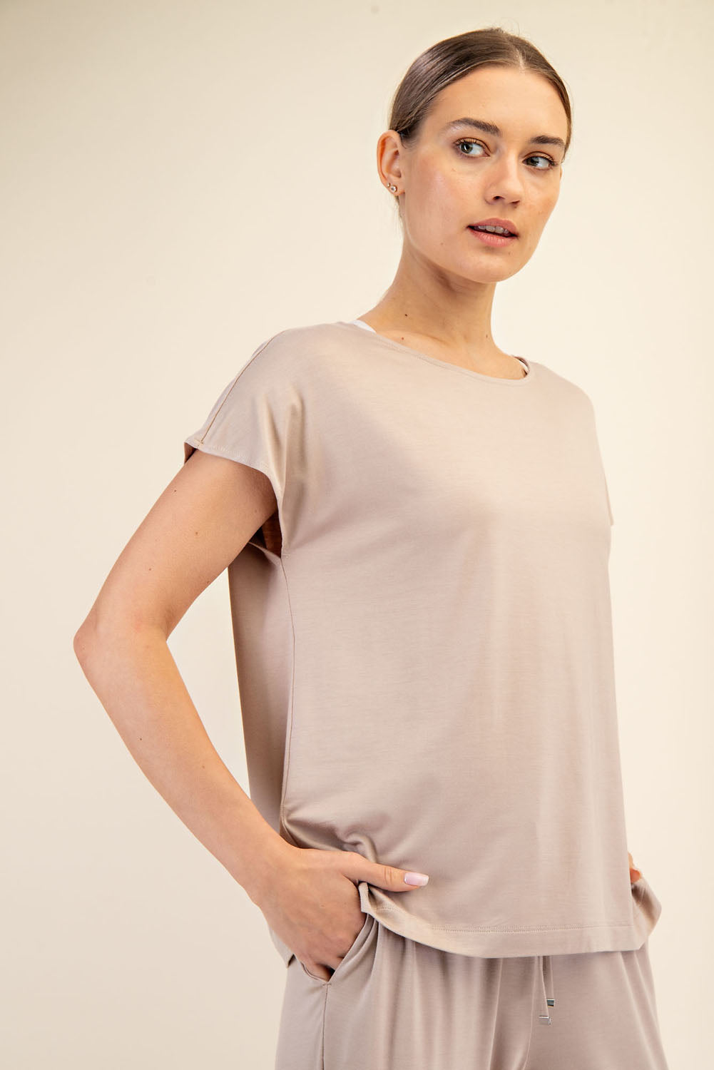 Viscose Modal Basic Boat Neck Top