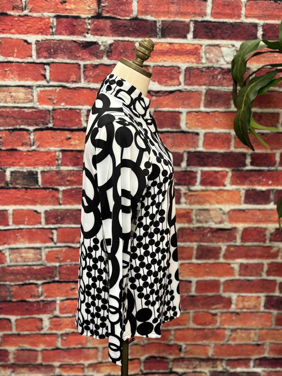 Black & White Modern Print UPF 50 Zip Top
