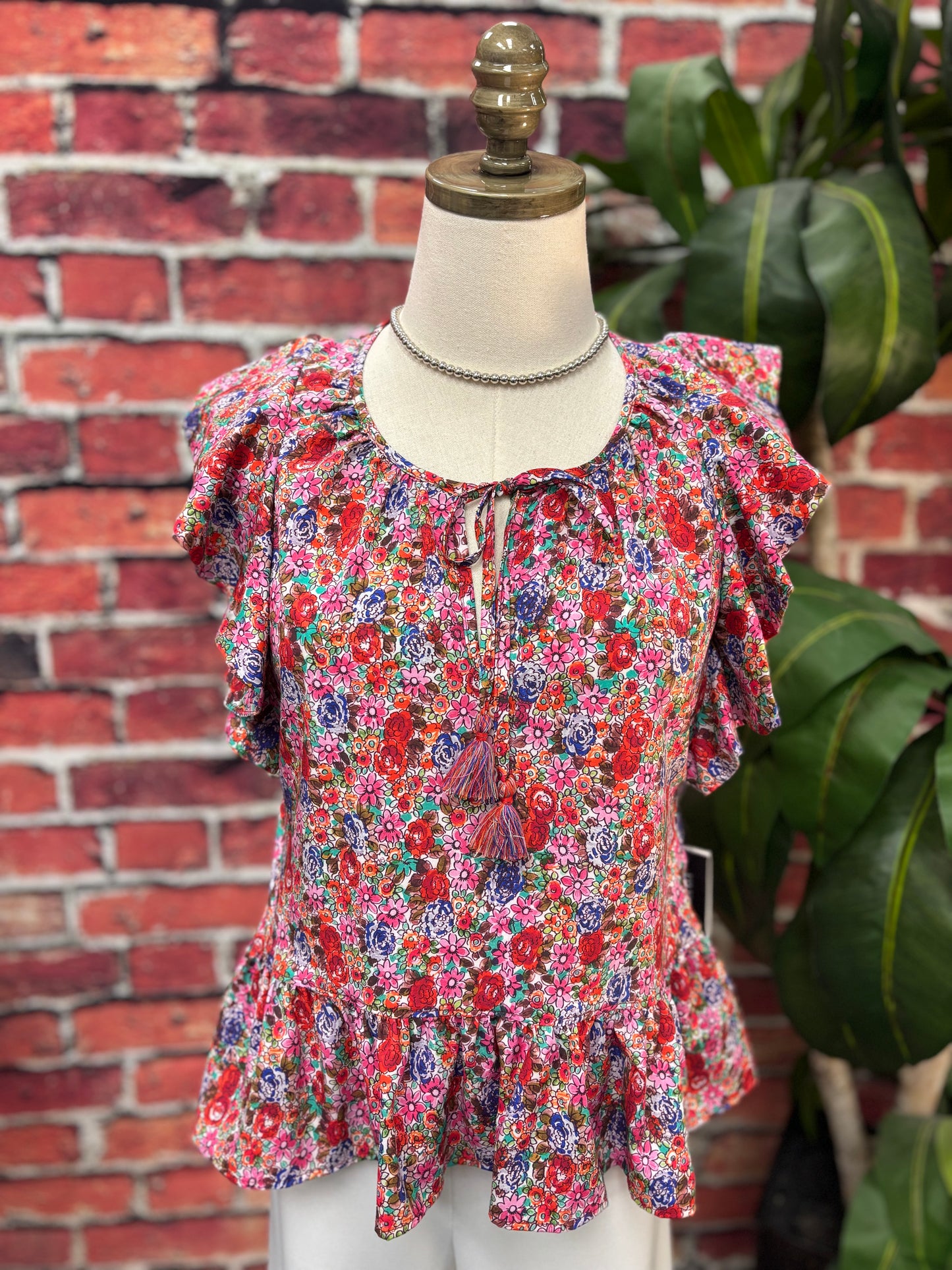 Garden Party Flutter Peplum Top