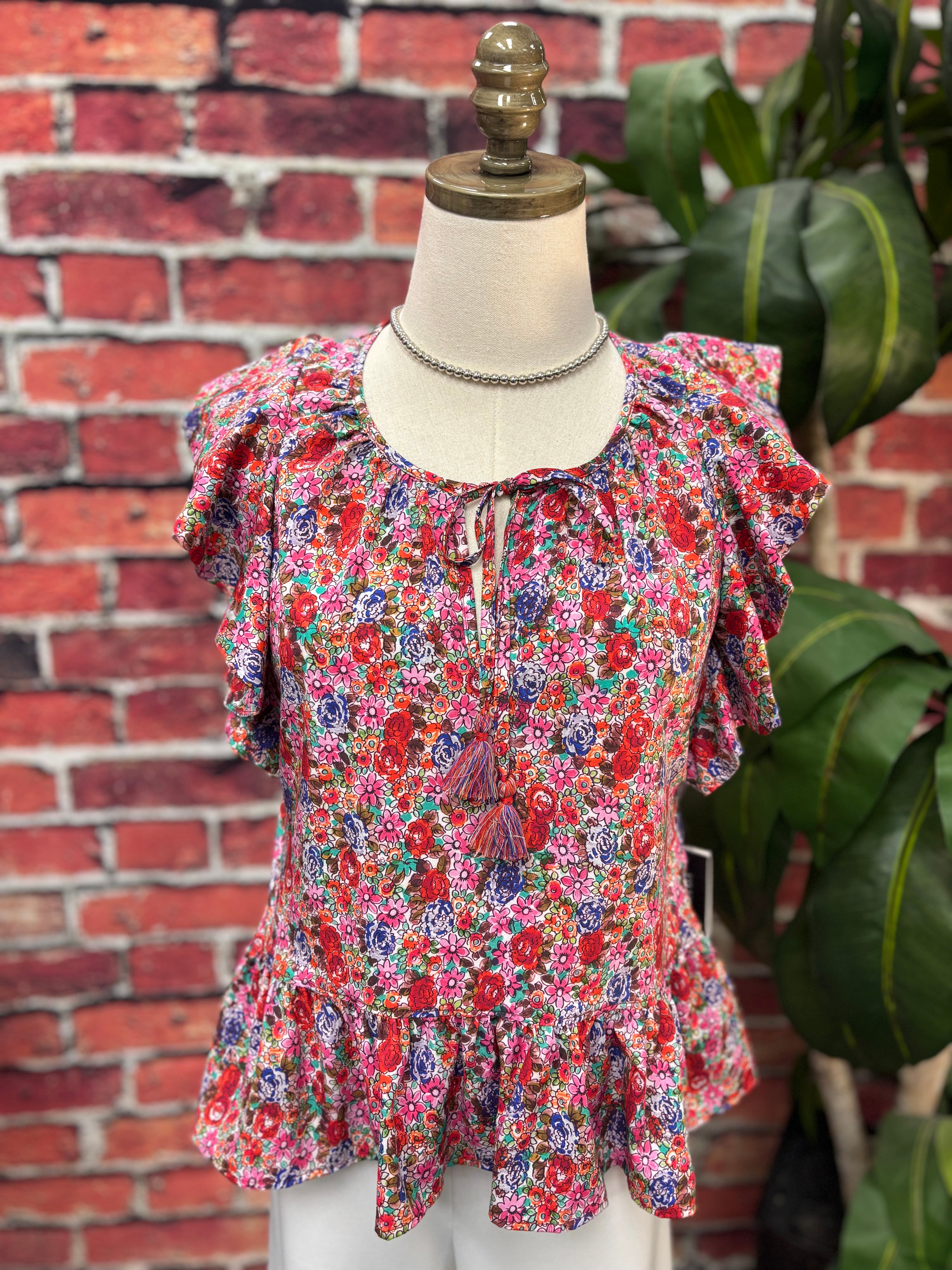 Garden Party Flutter Peplum Top