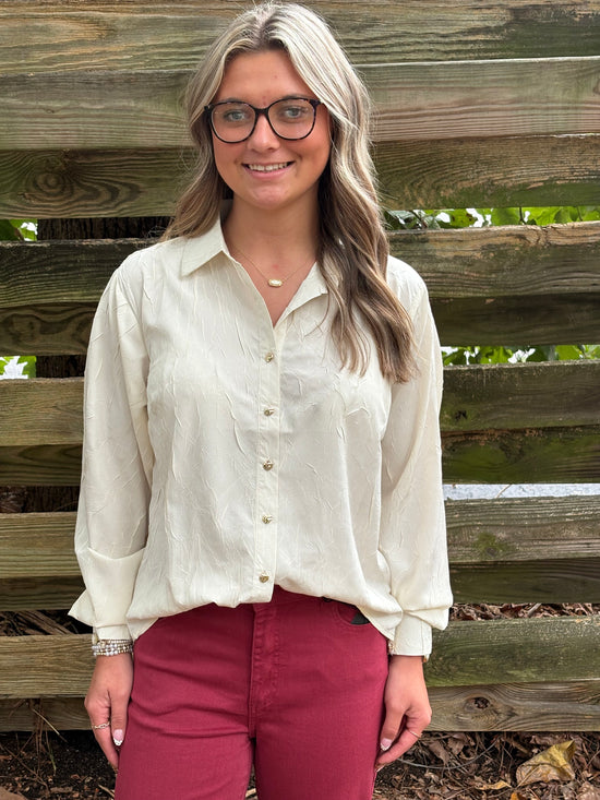 Textured Button Down Shirt Top