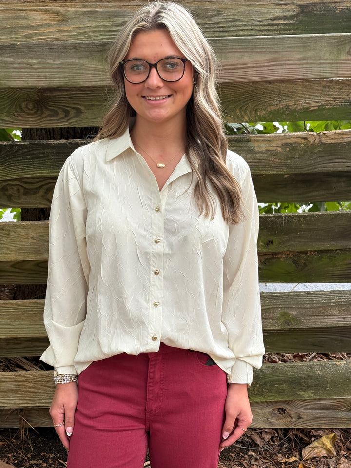 Textured Button Down Shirt Top