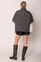 Load image into Gallery viewer, Quarter Zip Quilted Puffer Poncho
