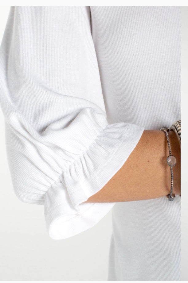 Elbow Sleeve Notch Knit Tee