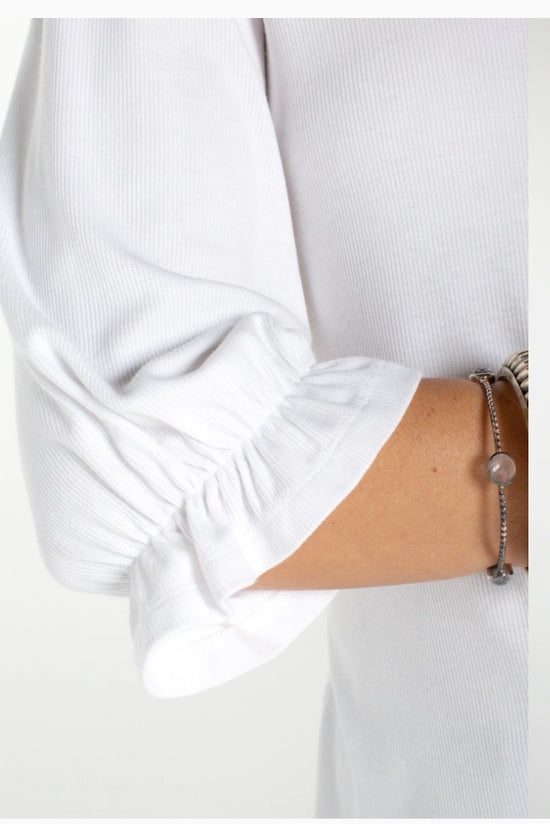 Elbow Sleeve Notch Knit Tee