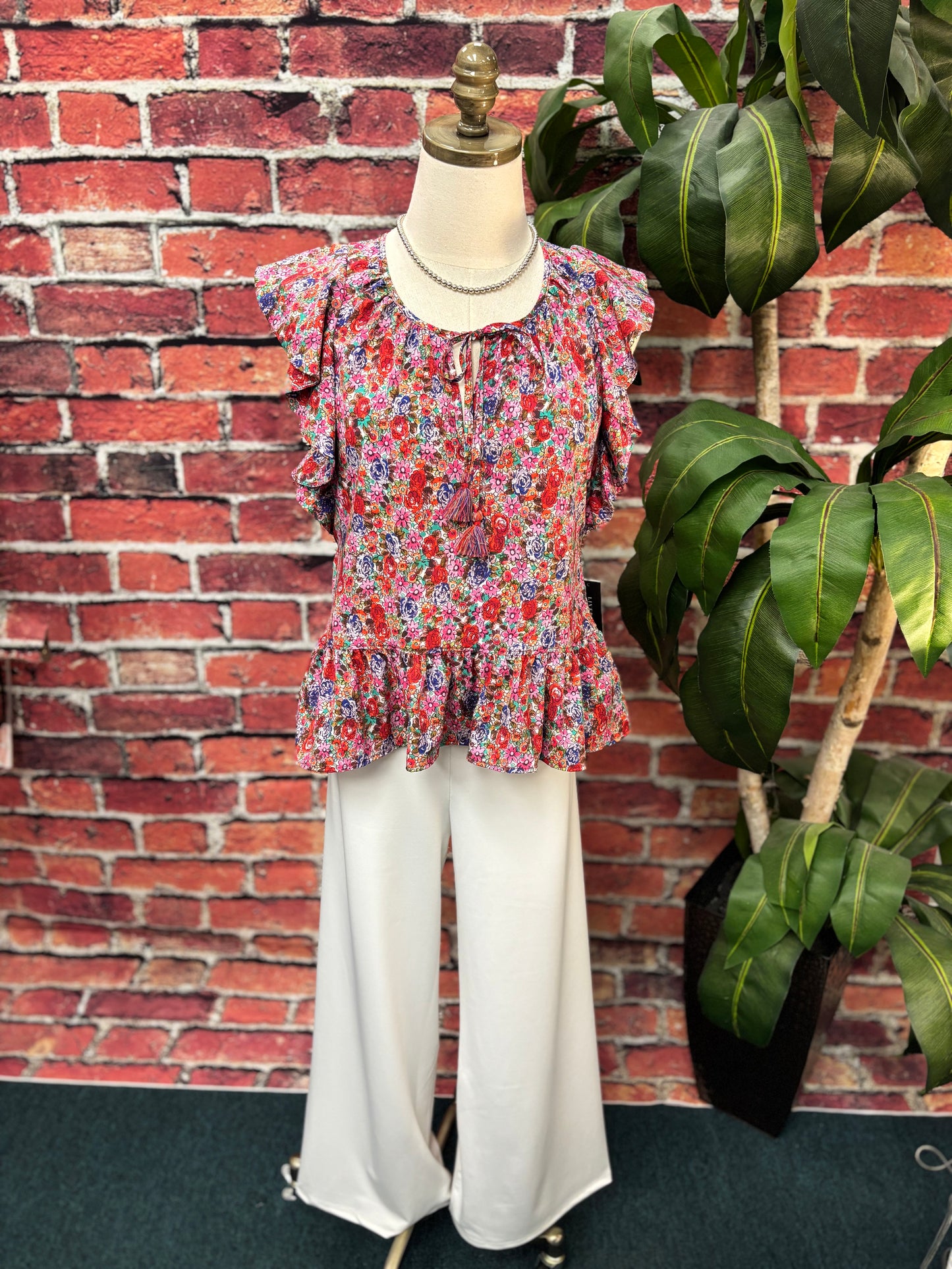 Garden Party Flutter Peplum Top