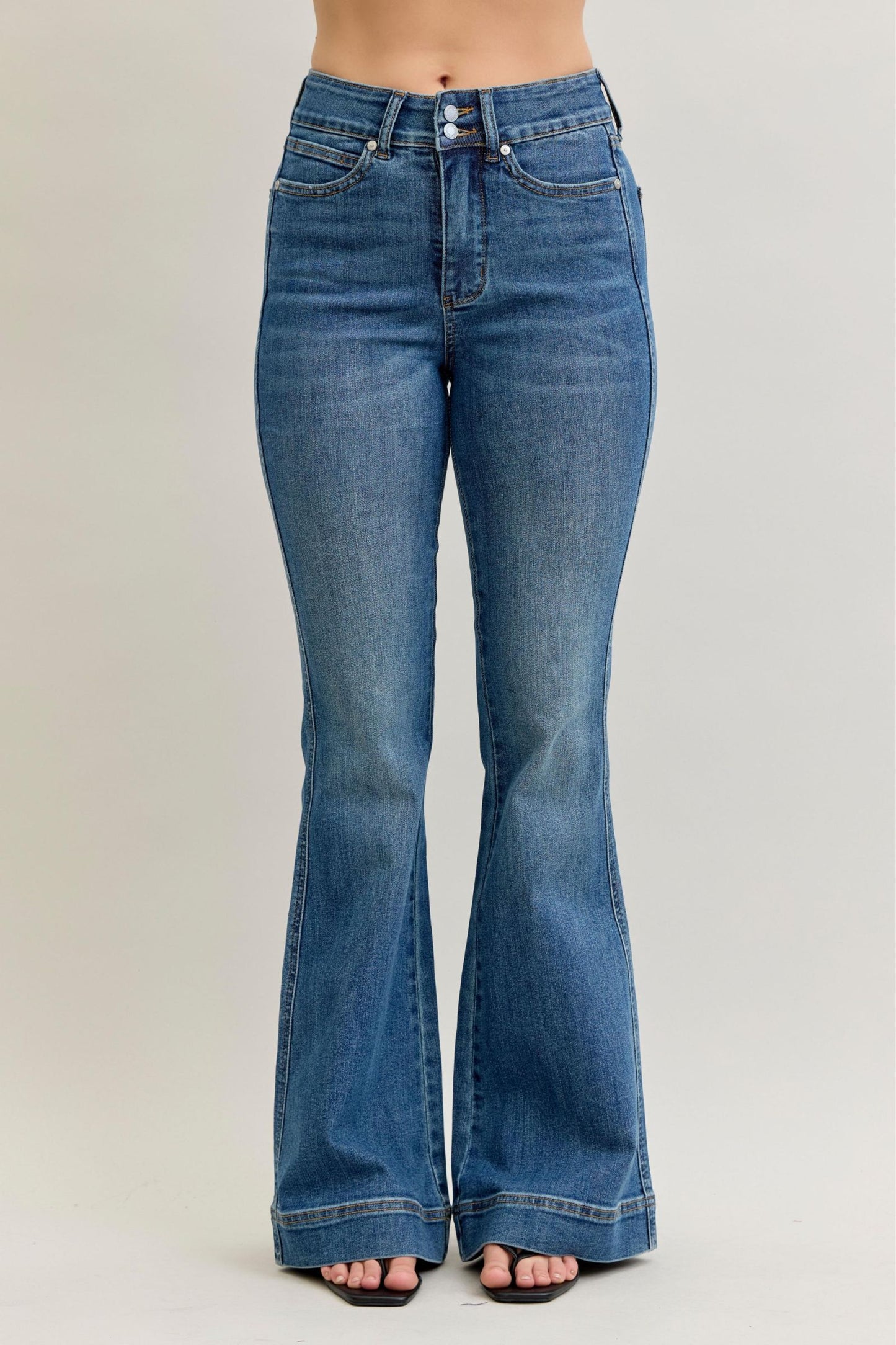 Judy Blue Flare Double Button Waistband