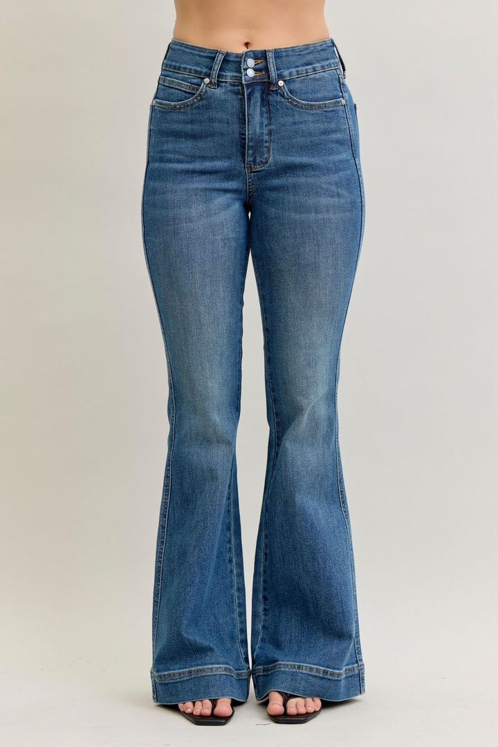 Judy Blue Flare Double Button Waistband