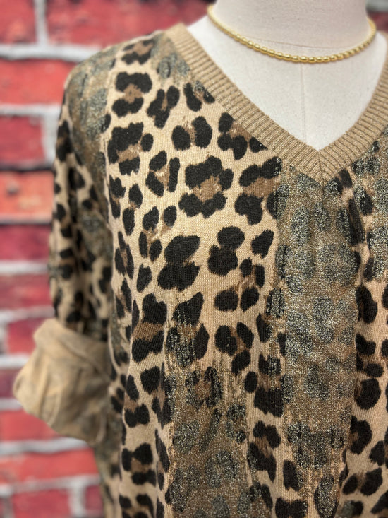 Shimmer Leopard V-Neck Sweater *FINAL SALE*