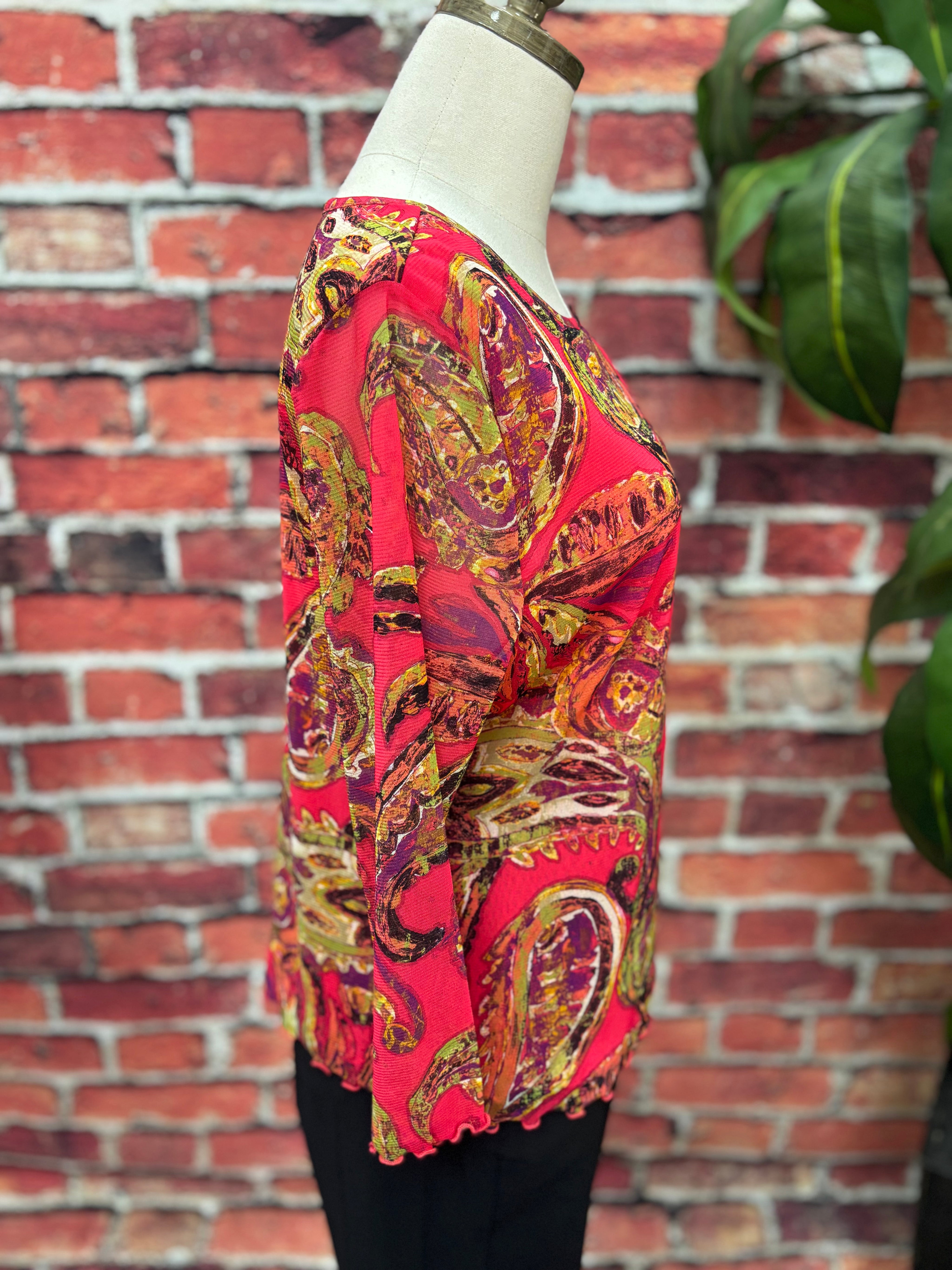Sunset Paisley Mesh Blouse
