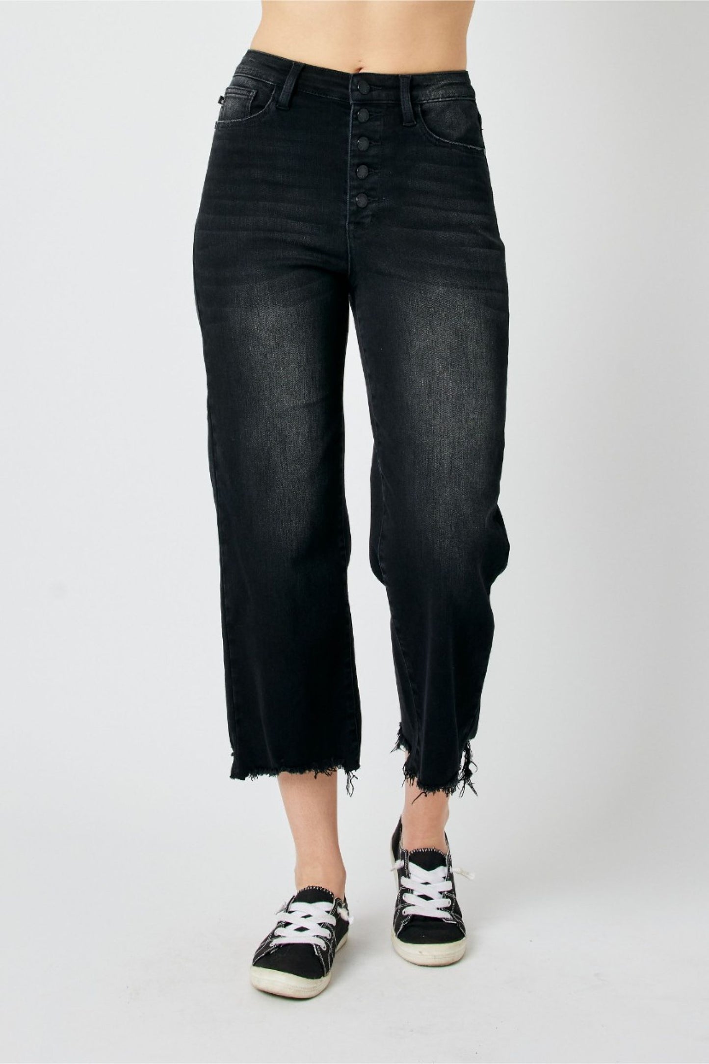 Judy Blue High Waist Destroy Raw Hem Crop Wide *FINAL SALE*