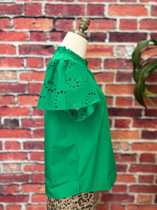 Dani Classic Cotton Poplin Flutter Sleeve Top *FINAL SALE*