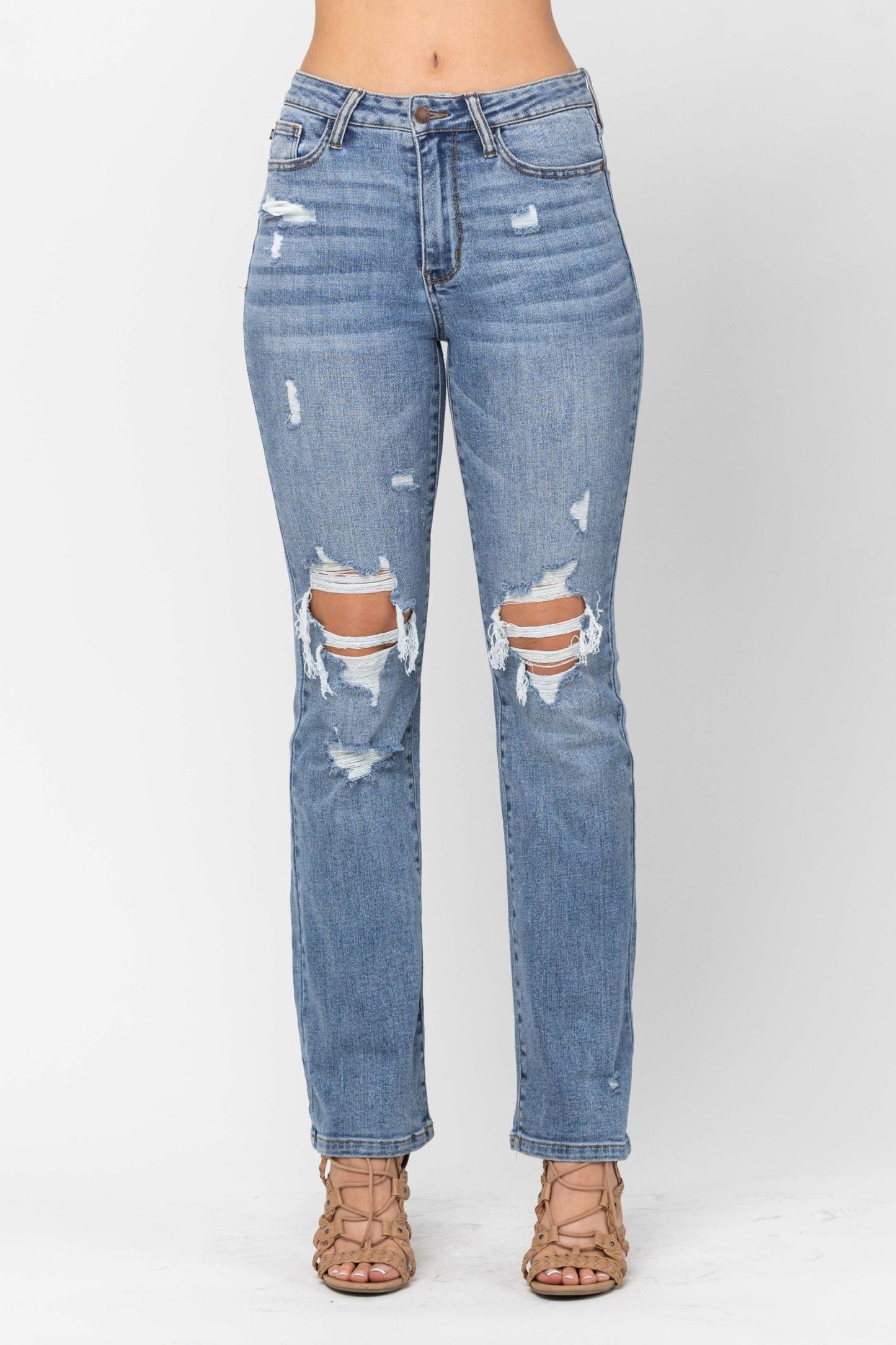 Judy Blue HW Stone Wash Destroyed Bootcut