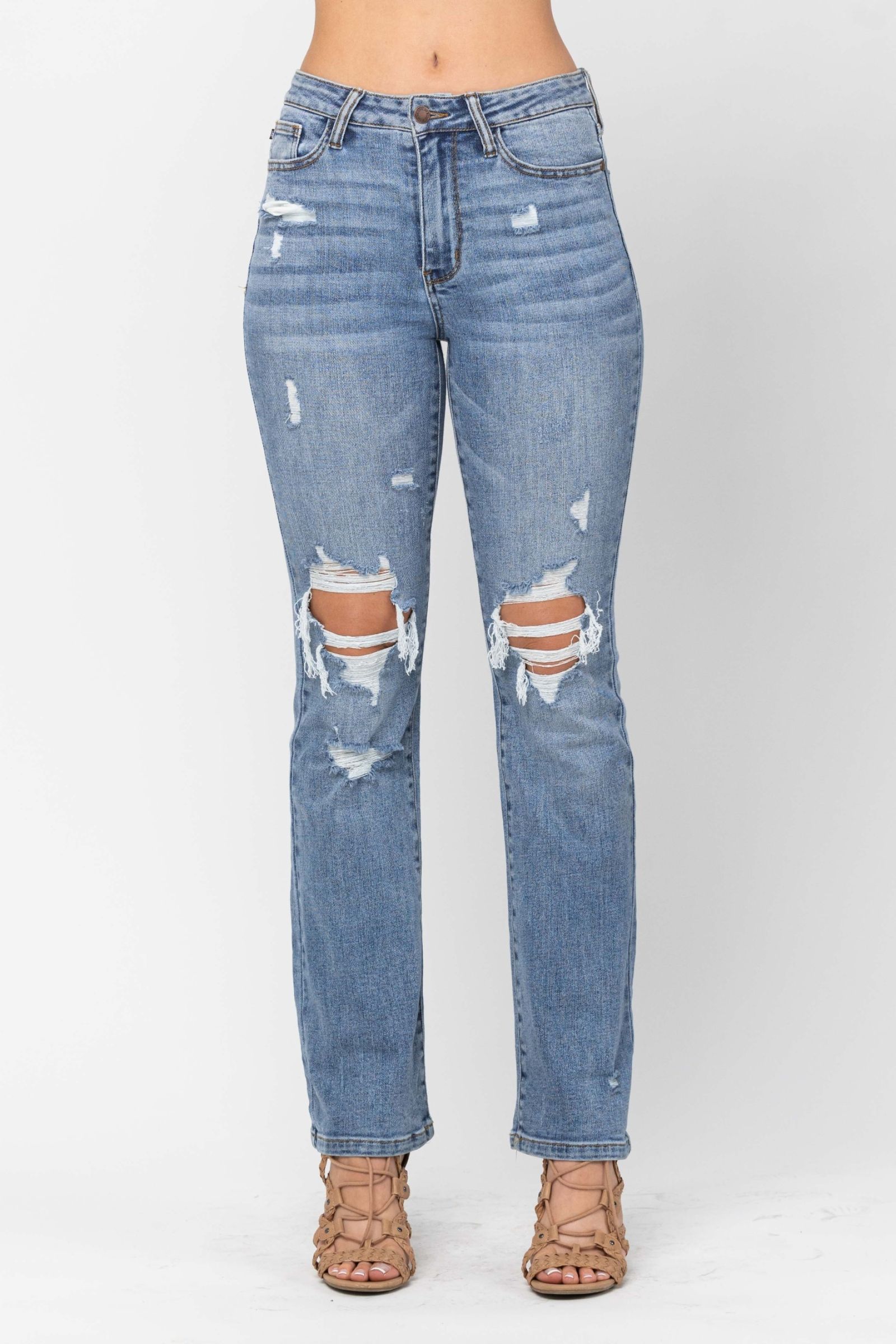 Judy Blue HW Stone Wash Destroyed Bootcut