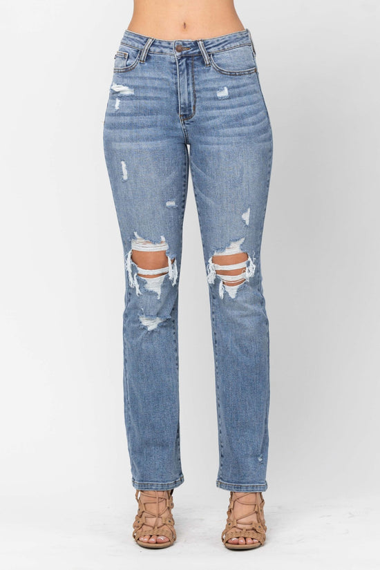 Judy Blue HW Stone Wash Destroyed Bootcut