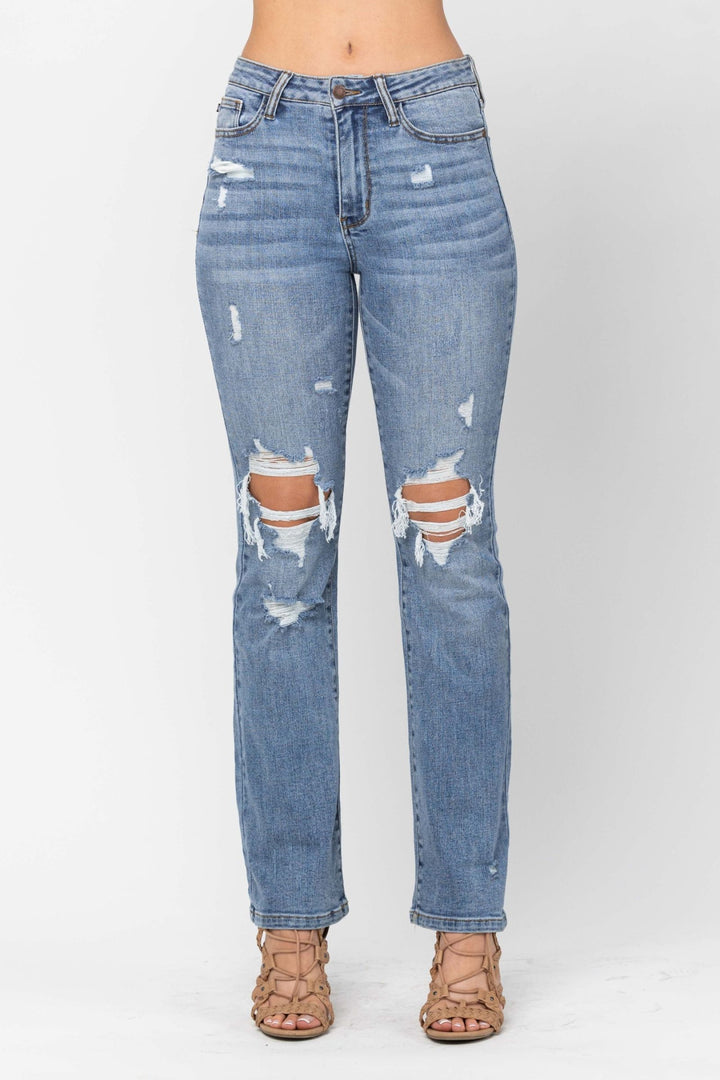 Judy Blue HW Stone Wash Destroyed Bootcut