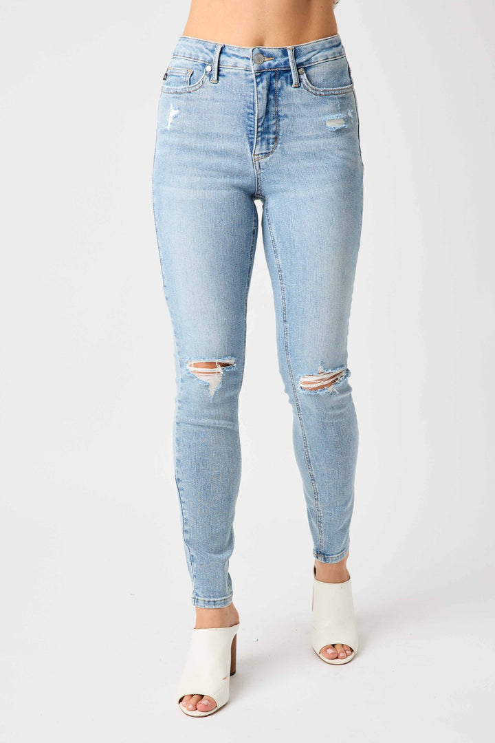 Judy Blue Mid Rise Tummy Control Destroy Skinny *FINAL SALE*