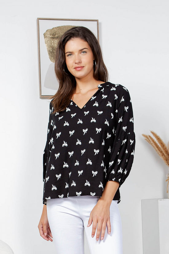 Sweet Bow V-Neck Blouse