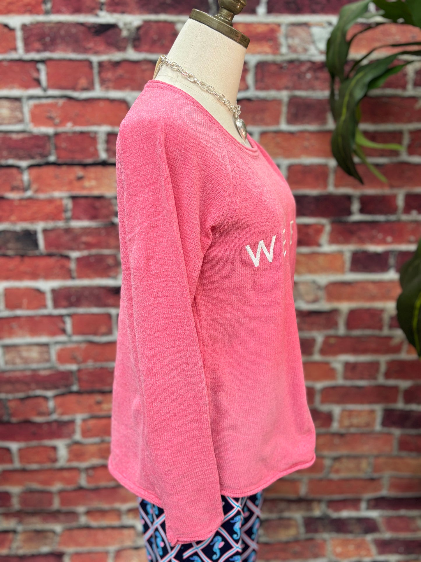 Scoop Neck Embroidery Sweater