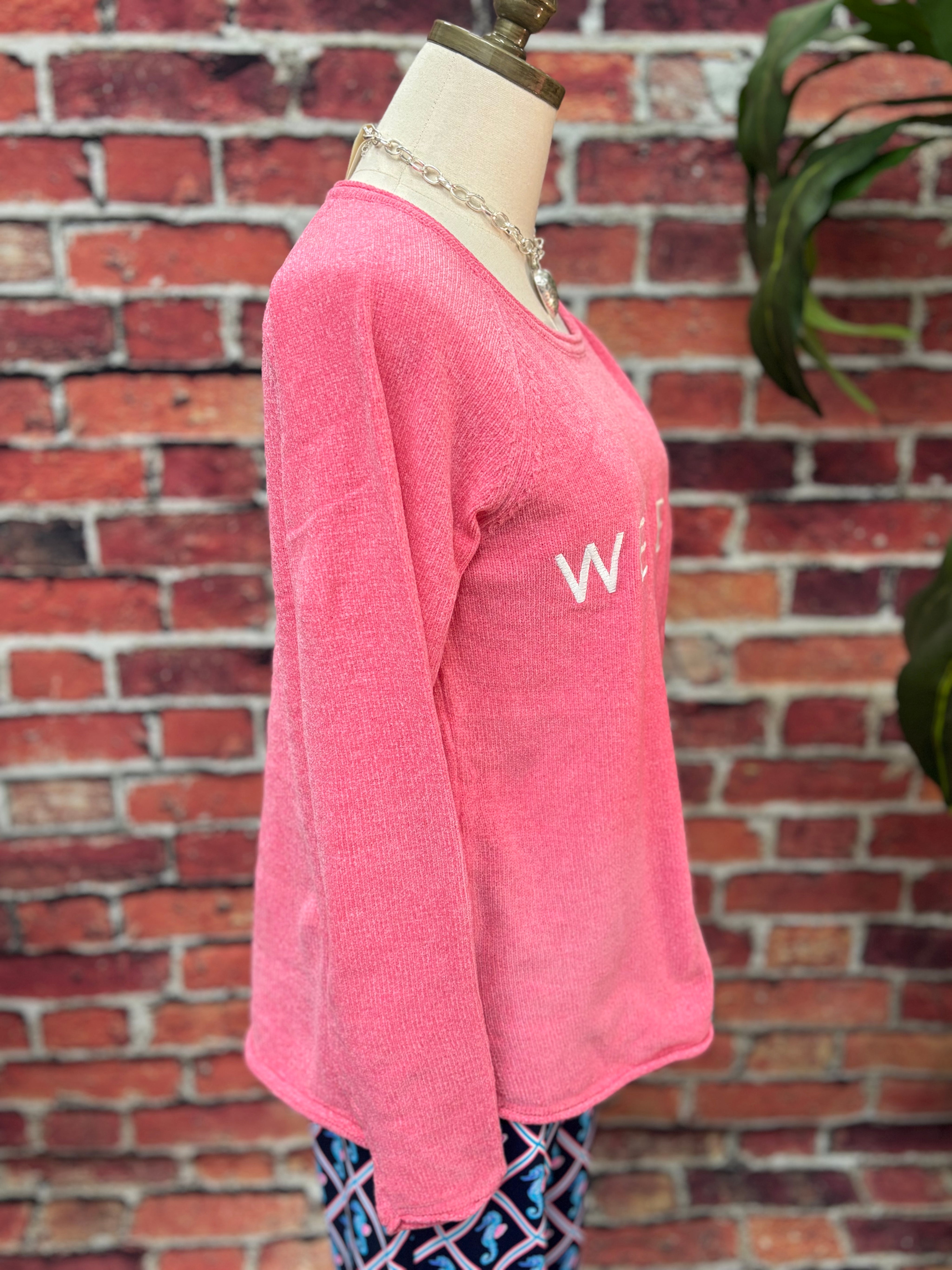 Scoop Neck Embroidery Sweater