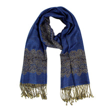 Load image into Gallery viewer, Border Pashmina Scarf Shawl with Fringe
