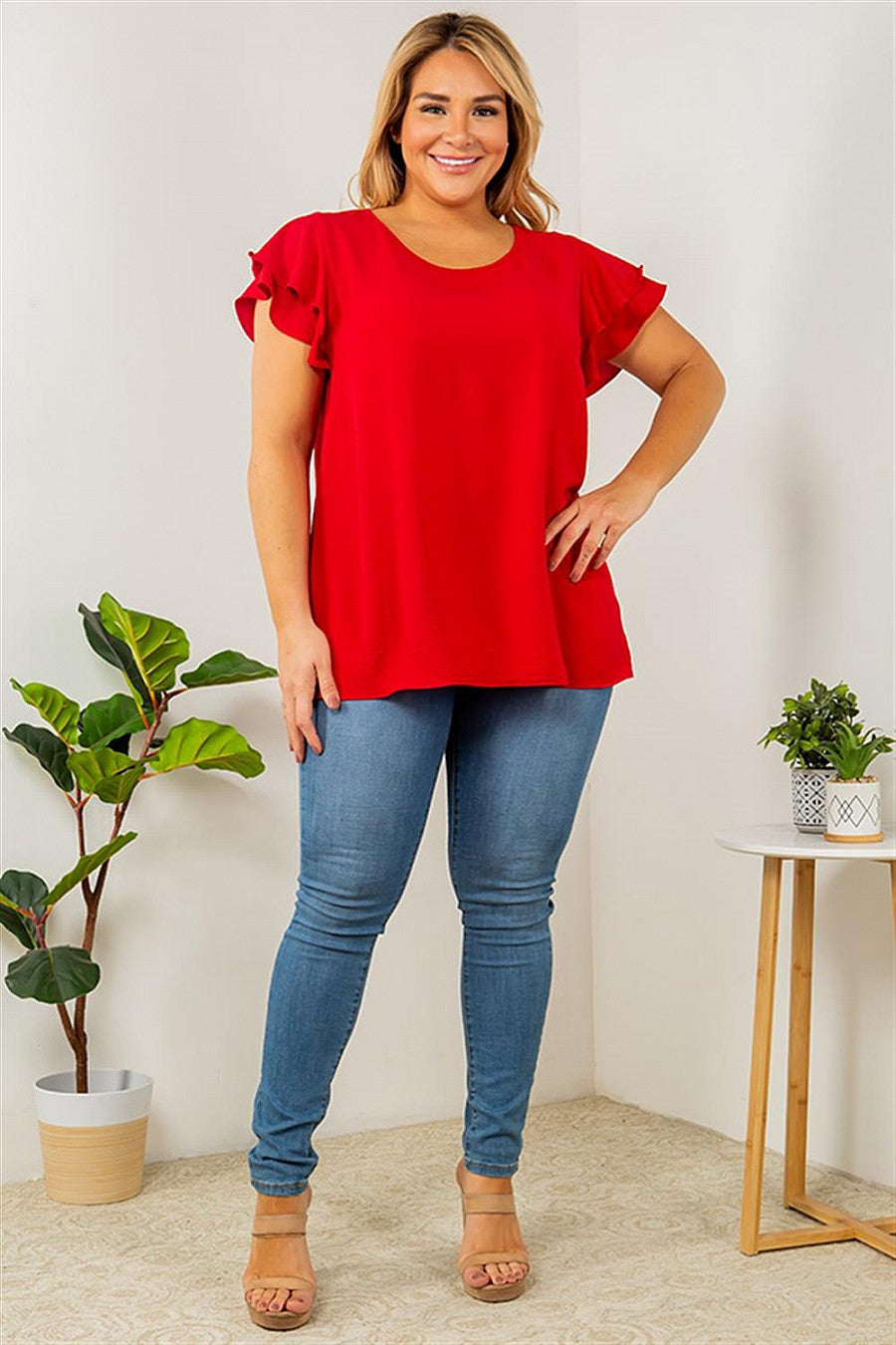 Pop Ruffle Sleeve Top