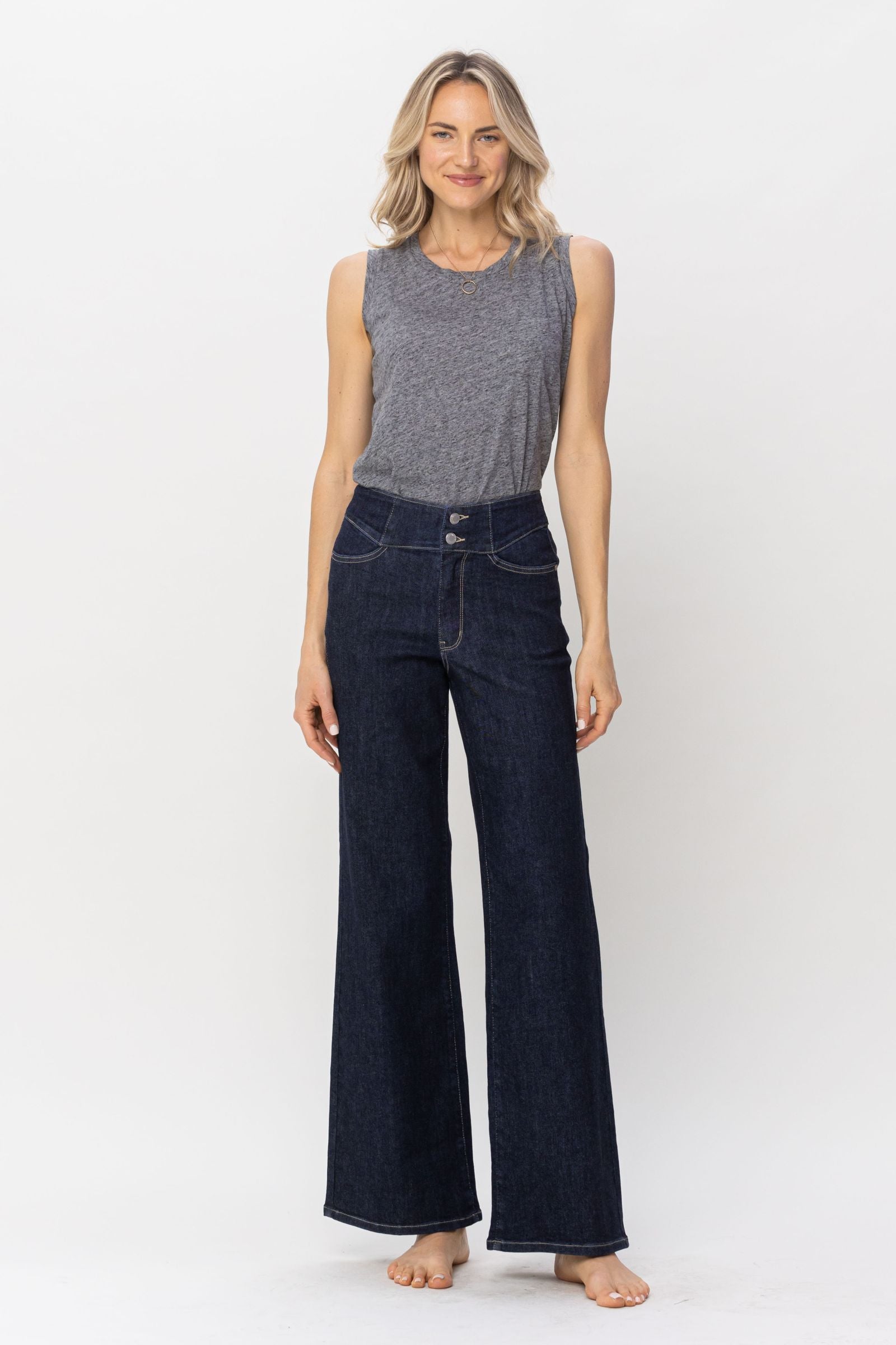 Judy Blue HW Rinse Geometric Wide Leg