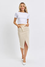 Load image into Gallery viewer, High Waist Garment Dyed Criss-Cross Front Slit Long Skirt
