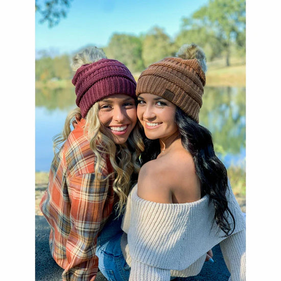 Mia Knit Fur Pom Beanie