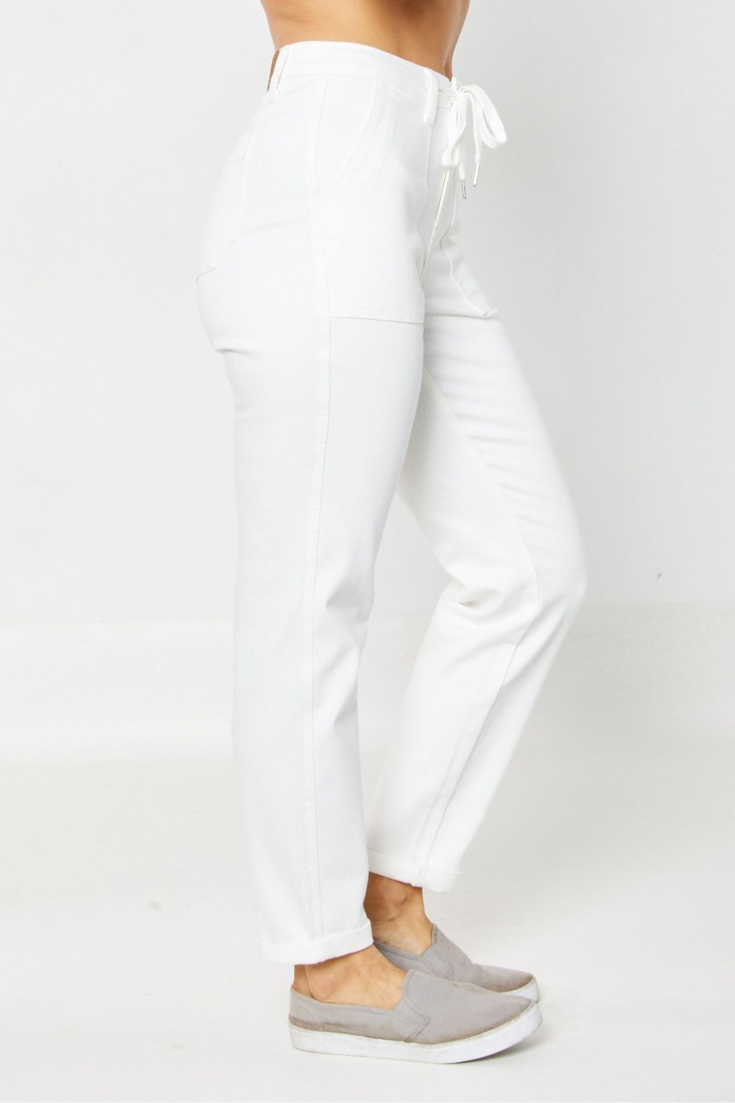 Judy Blue HW White Garment Dyed Cuffed Jogger