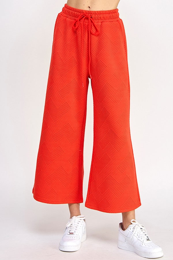 Textured Cropped Wide Pant