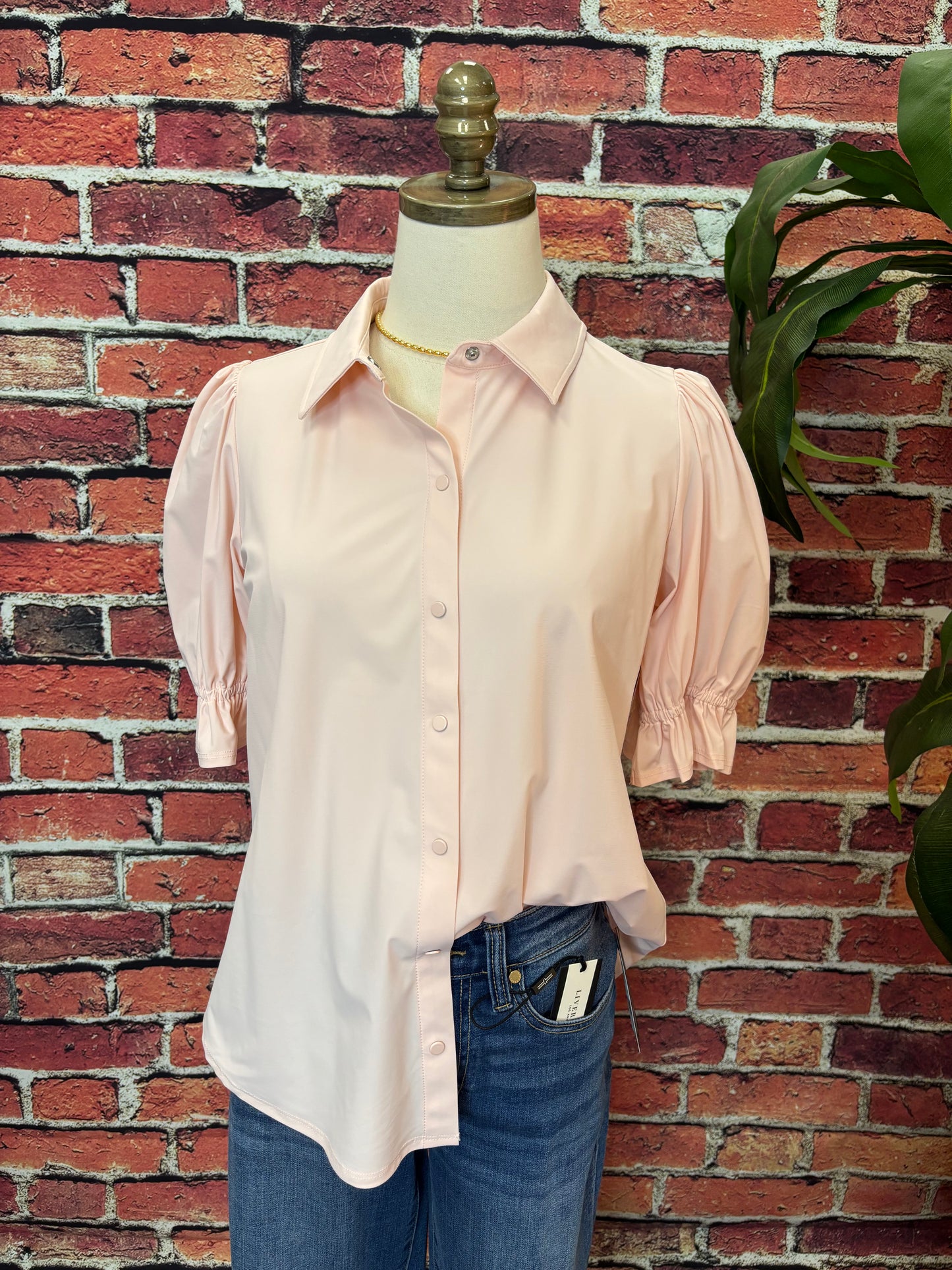 Snap Front Knit Blouse