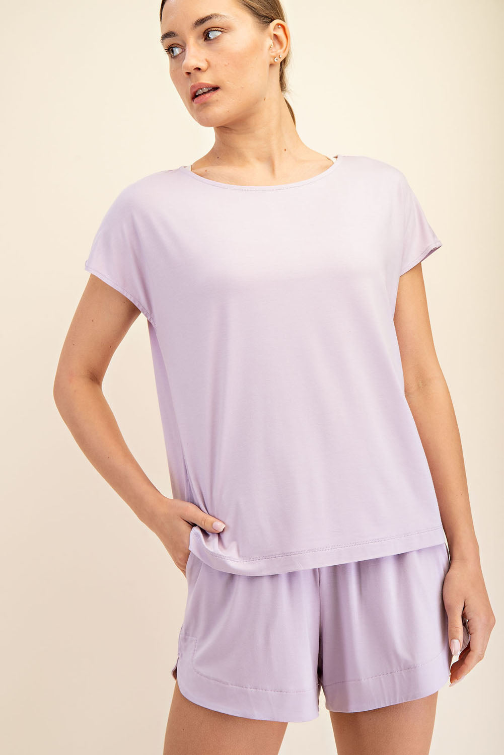 Viscose Modal Basic Boat Neck Top