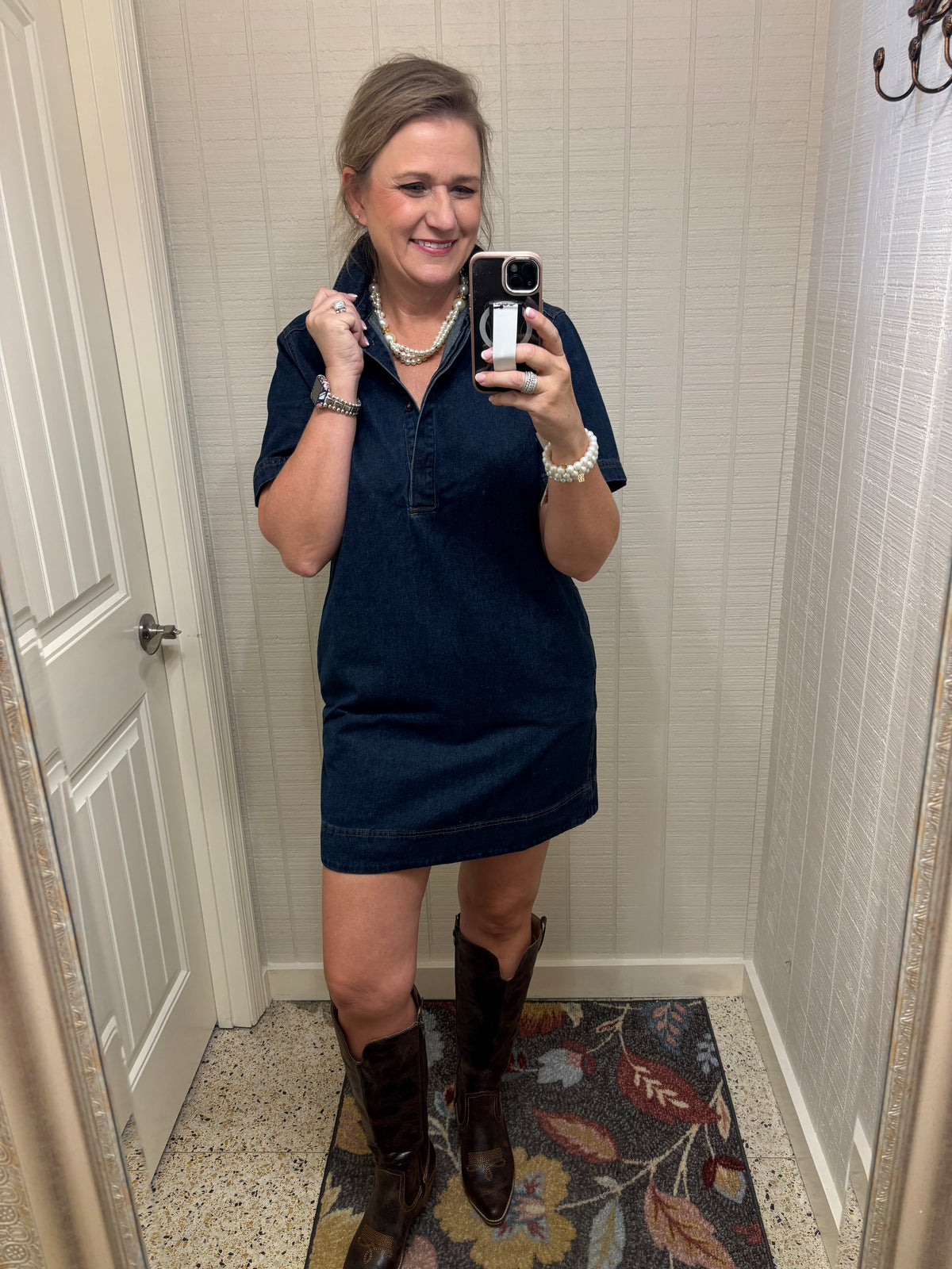 Collared Button Down Mini Dress