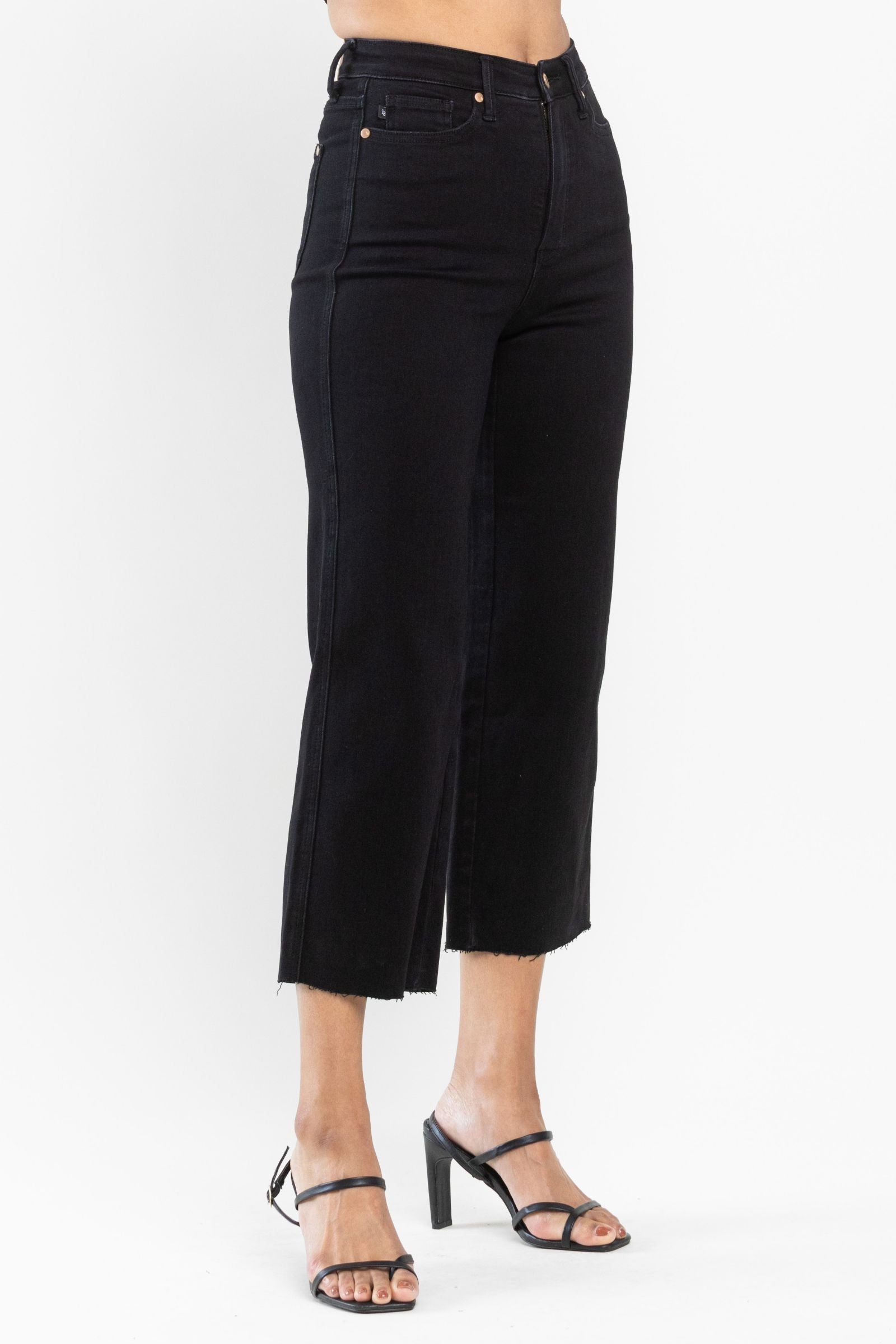 Judy Blue HW Tummy Control Raw Hem Crop Wide Leg *FINAL SALE*
