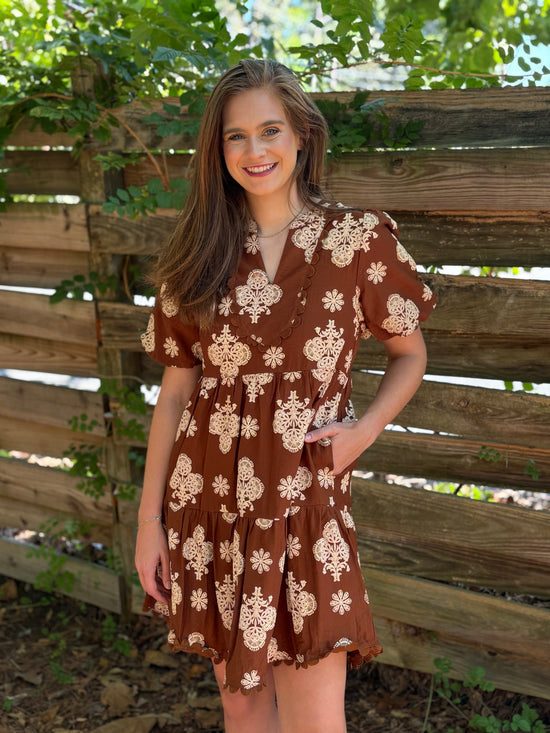 Walnut Mix Tiered Mini Dress