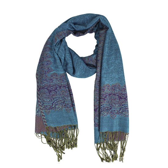 Border Pashmina Scarf Shawl with Fringe