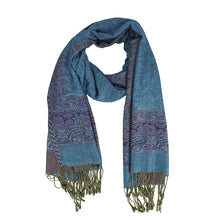 Load image into Gallery viewer, Border Pashmina Scarf Shawl with Fringe
