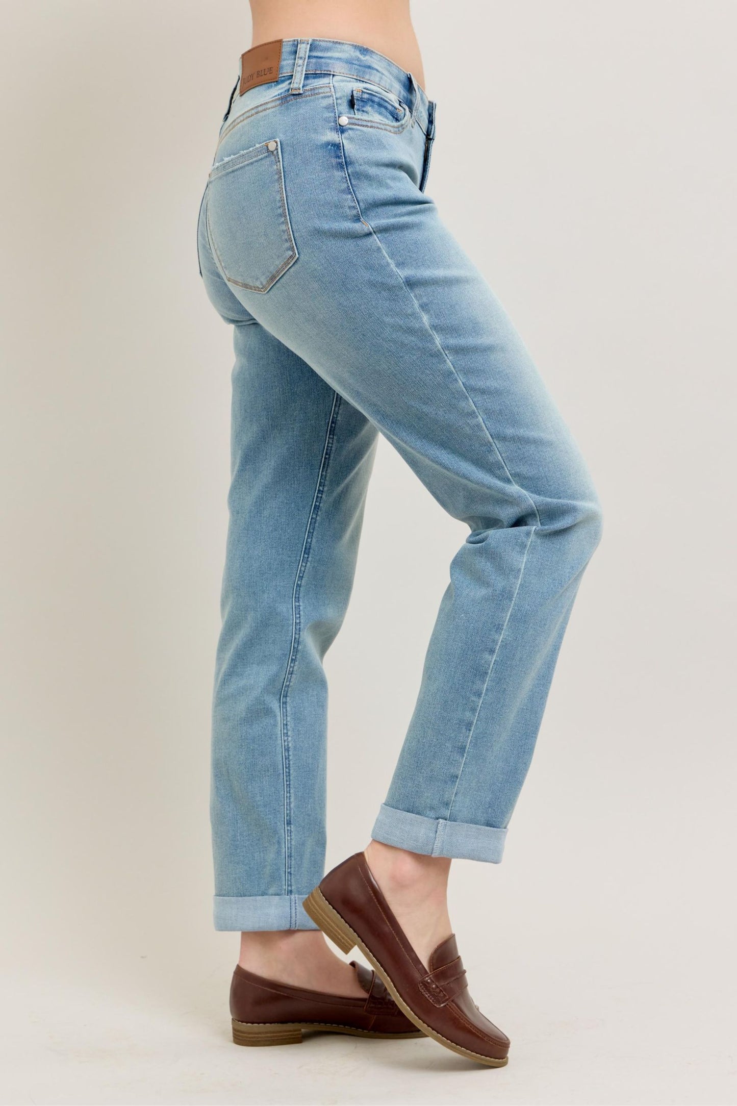 Judy Blue V-Front Cool Denim Cuff Boyfriend