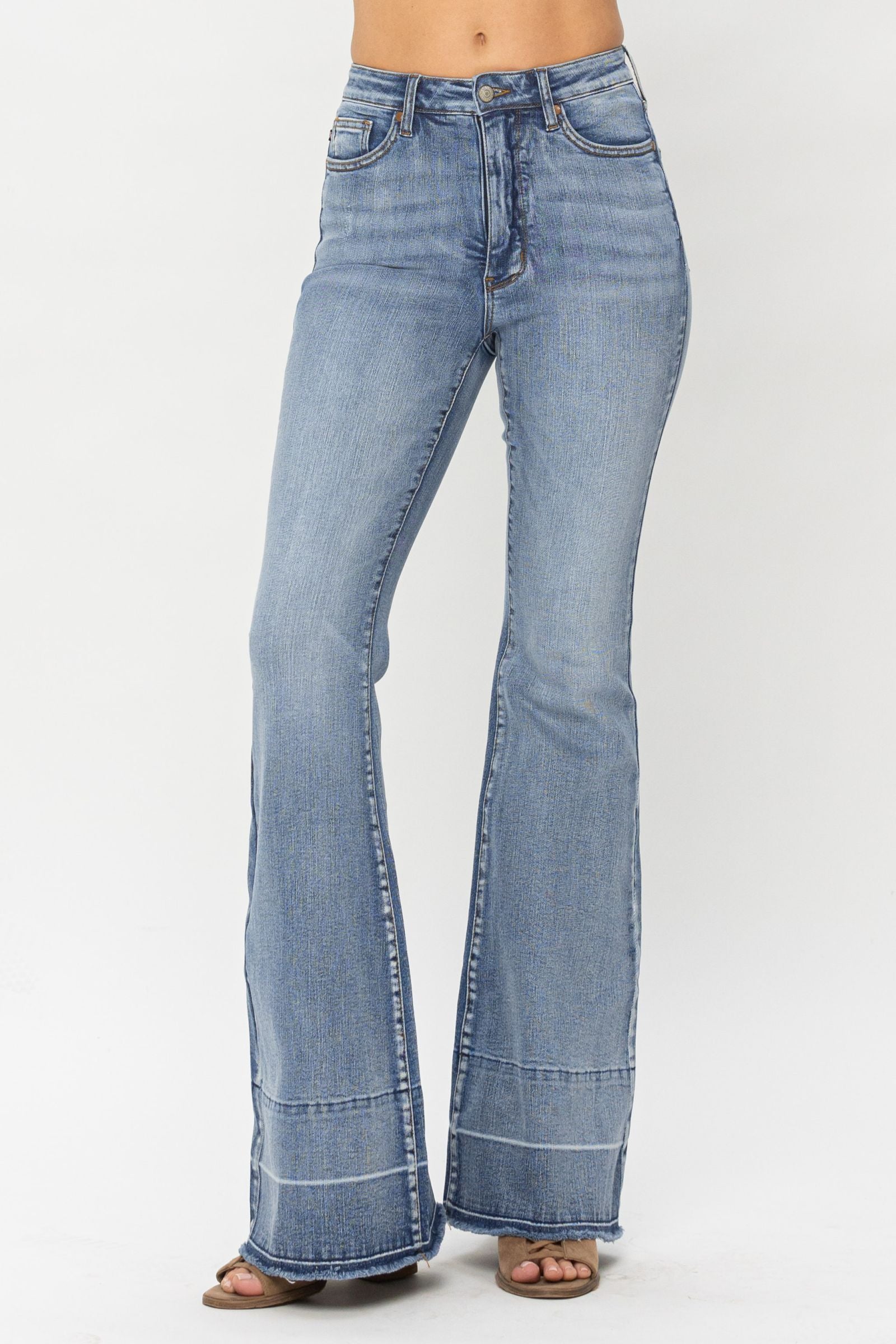Judy Blue High Waist Tummy Control Release Hem Flare