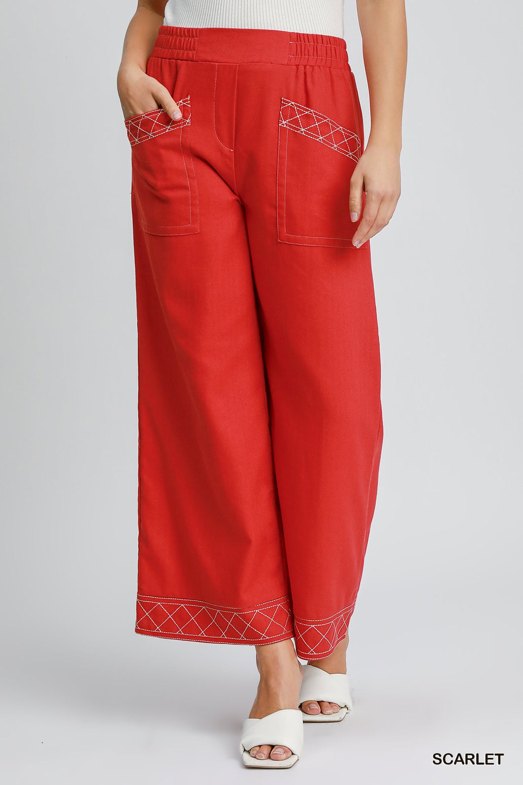 Linen Blend Wide Leg Pant