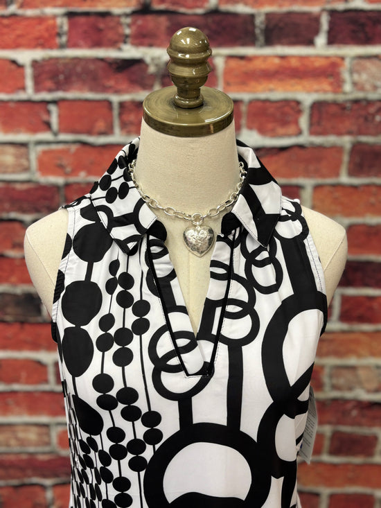 Black & White Modern Print Sleeveless UPF 50 Top
