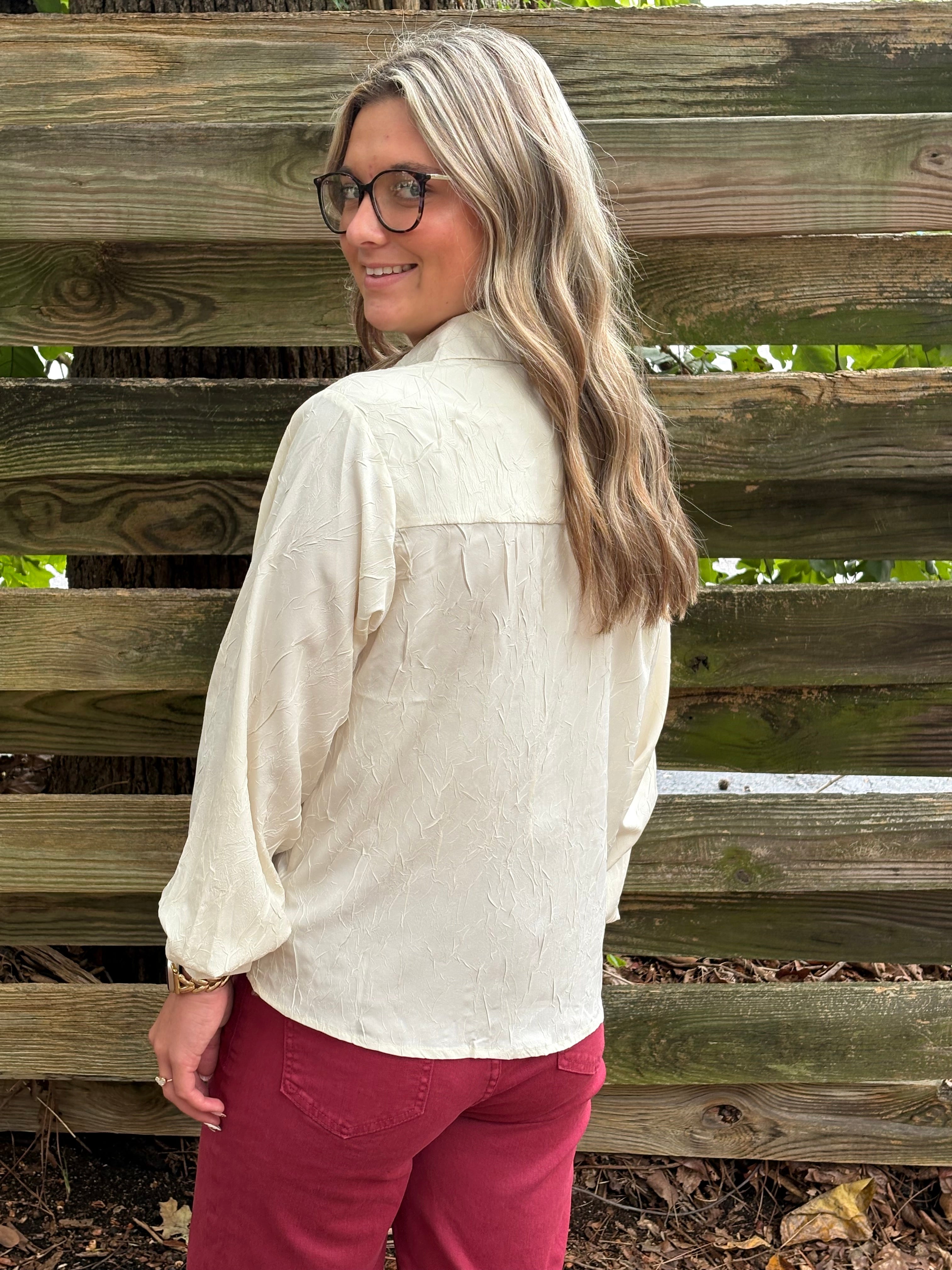 Textured Button Down Shirt Top