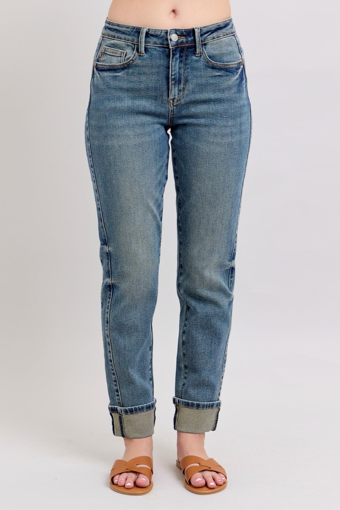 MR Vintage Wash SS Panel & Double Roll Cuff Boyfriend