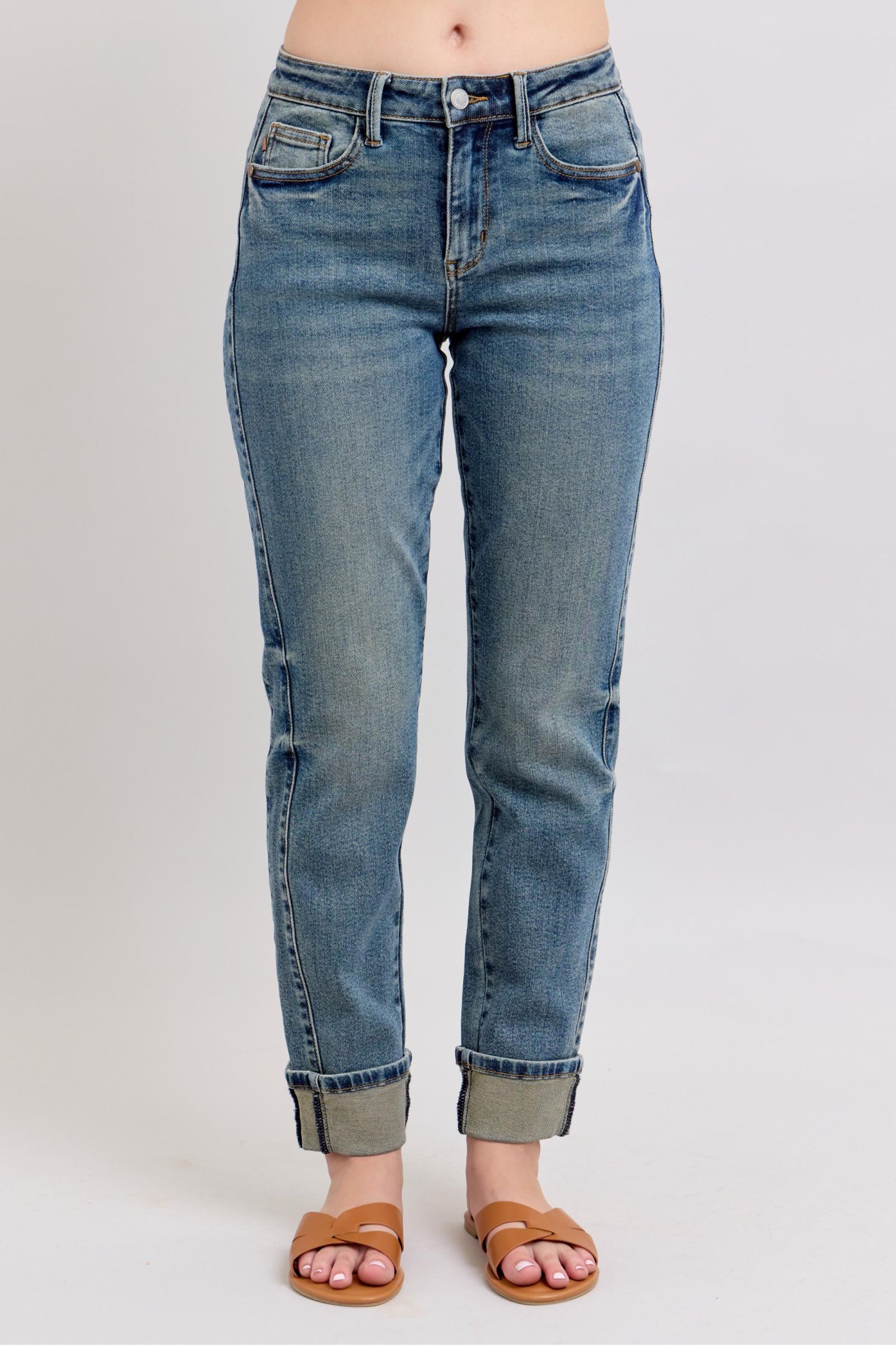 MR Vintage Wash SS Panel & Double Roll Cuff Boyfriend