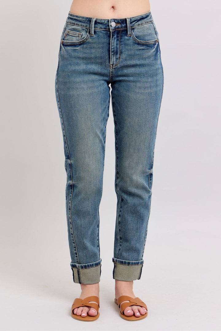 MR Vintage Wash SS Panel & Double Roll Cuff Boyfriend