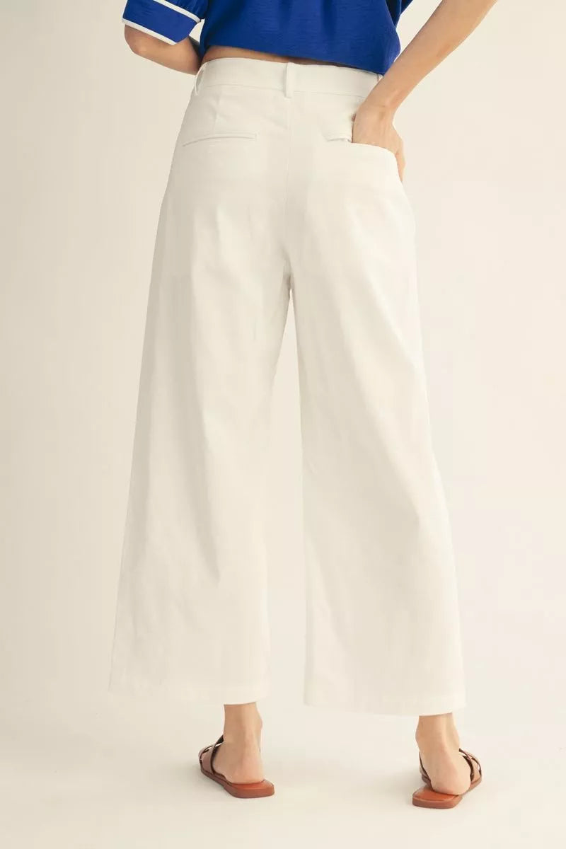 Scalloped Pocket Wide-Leg Crop Pants *FINAL SALE*