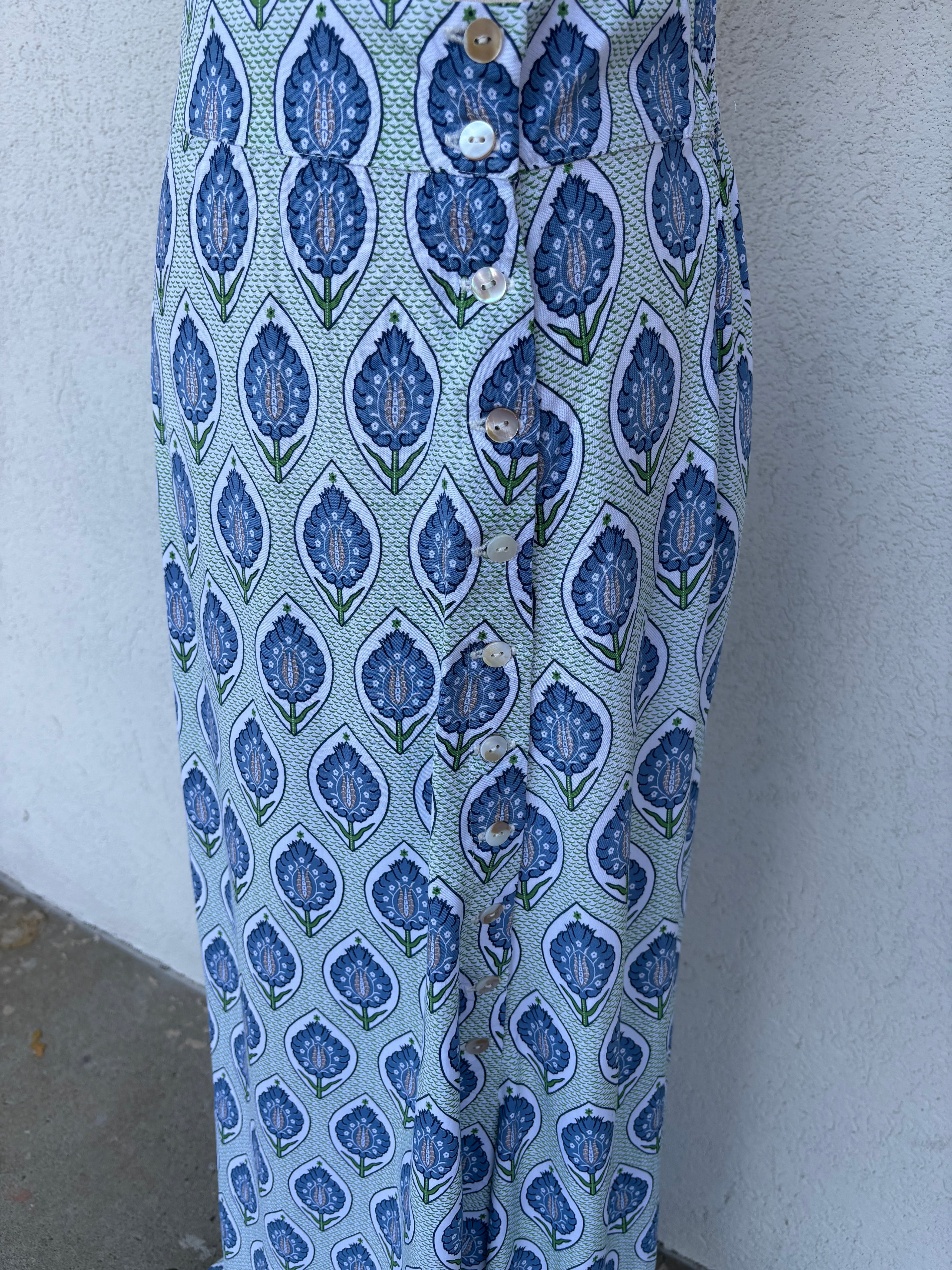 Bluebell Breeze Beaded Button Top