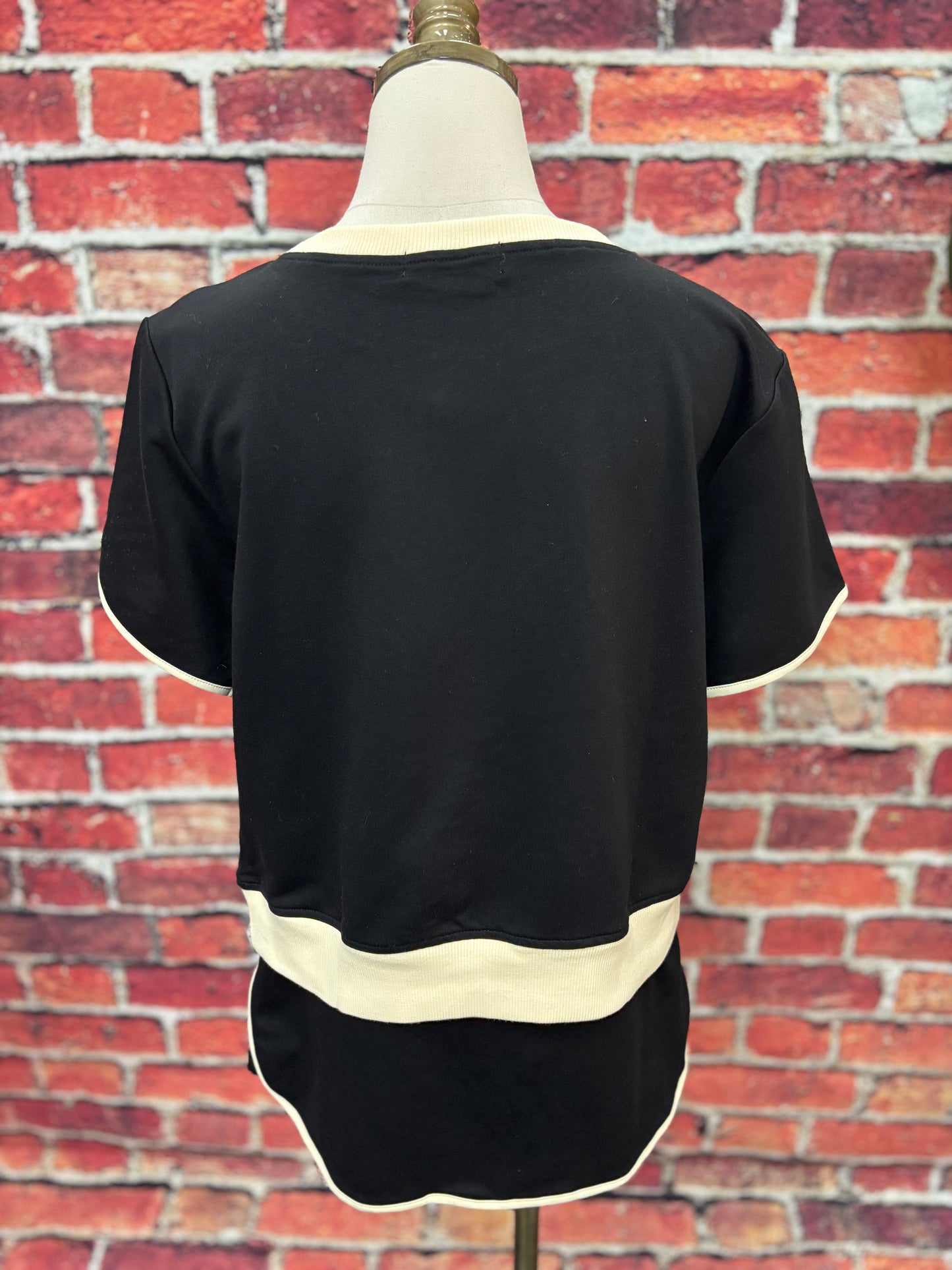Black & Cream Sporty Chic Skort Set