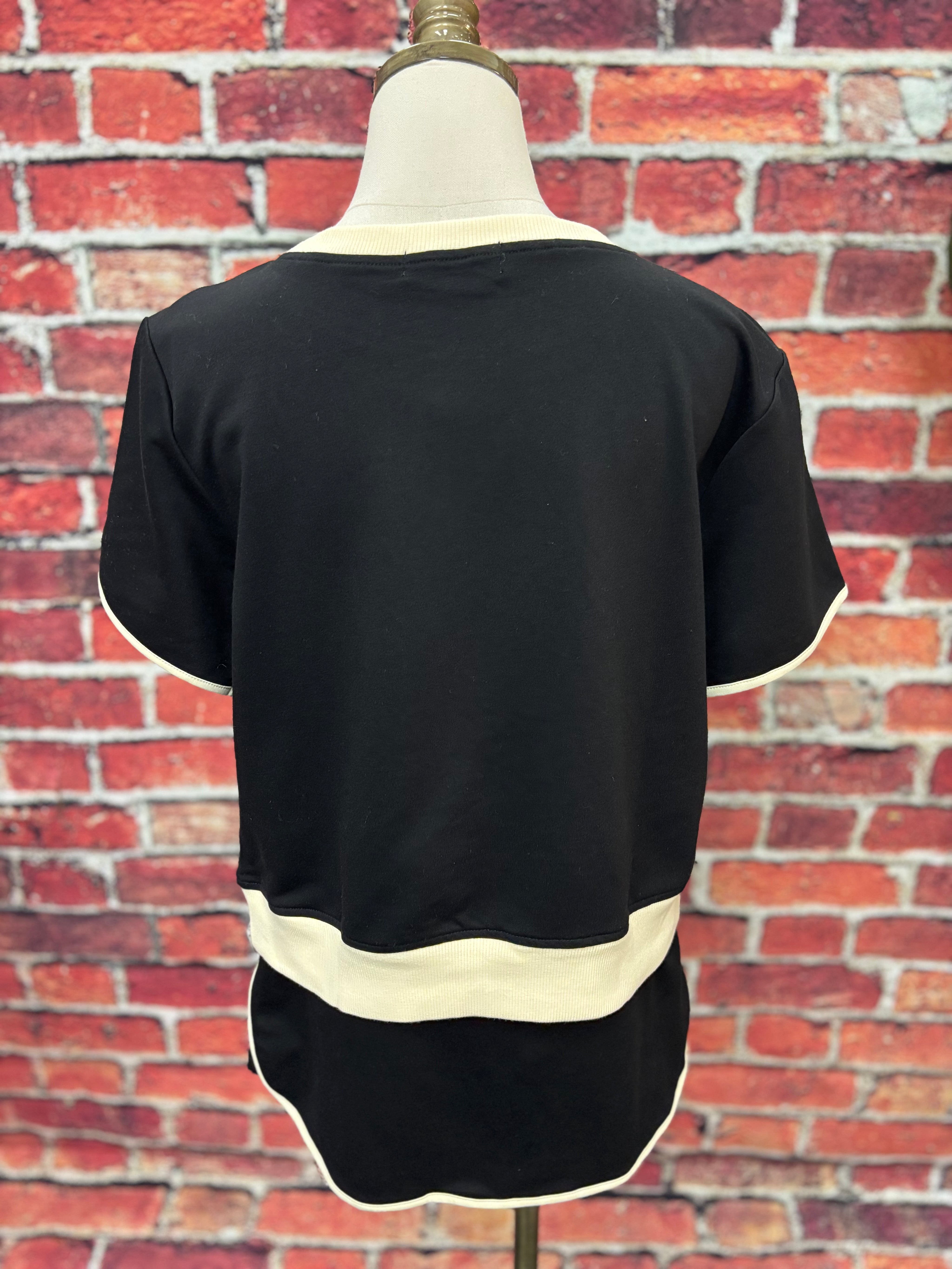 Black & Cream Sporty Chic Skort Set